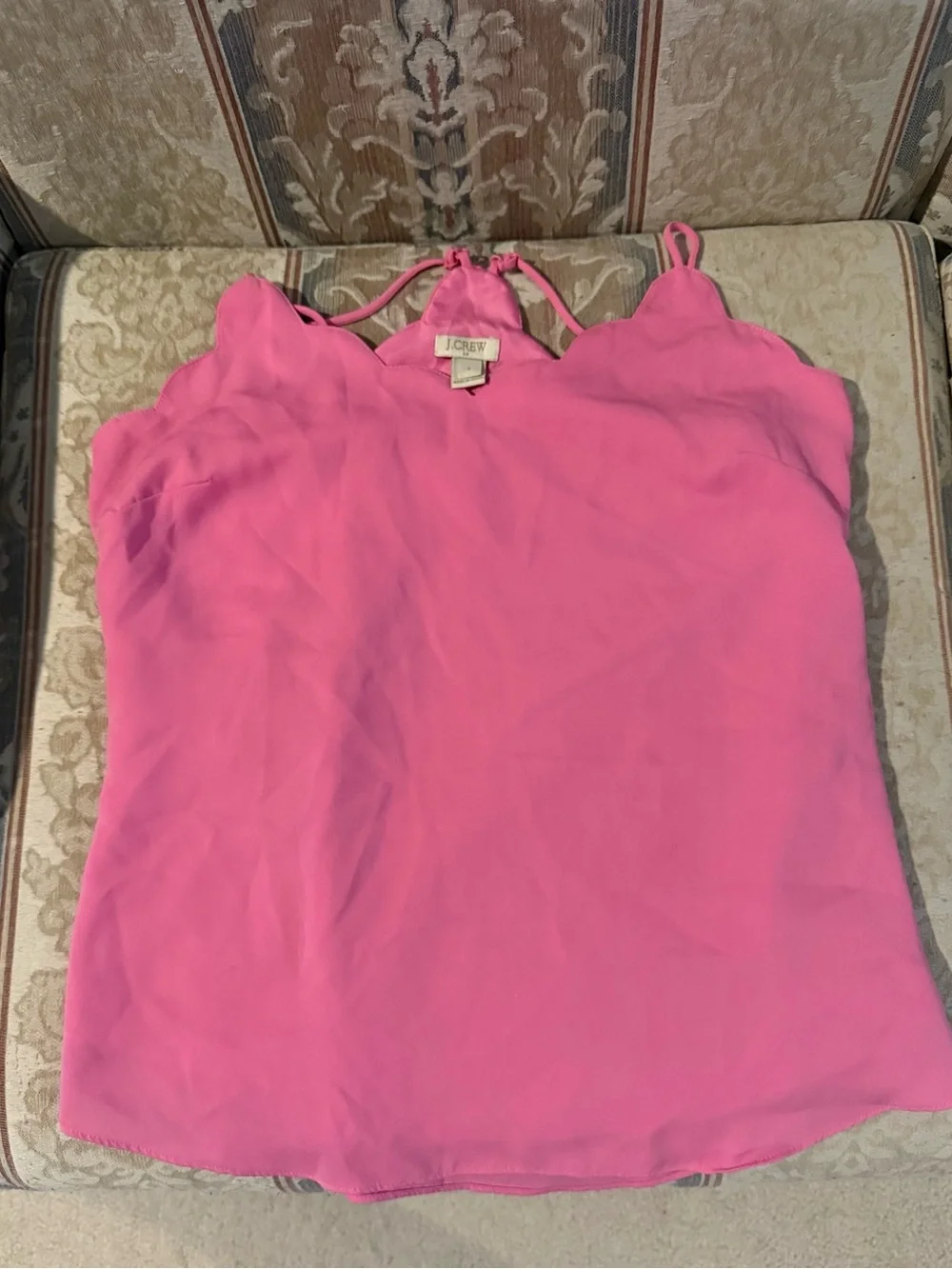J crew pink polyester scalloped fully lined camisole